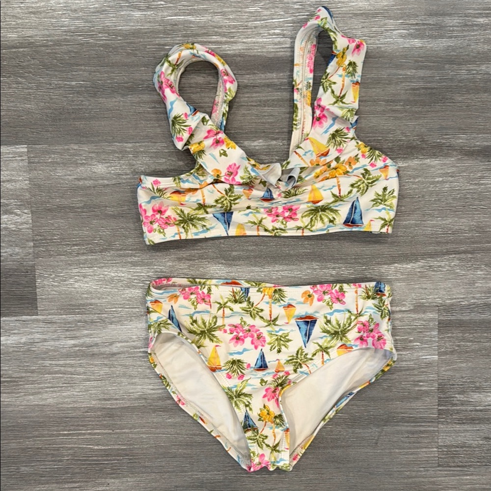 Old Navy Pink and Green Bikini Swim Set